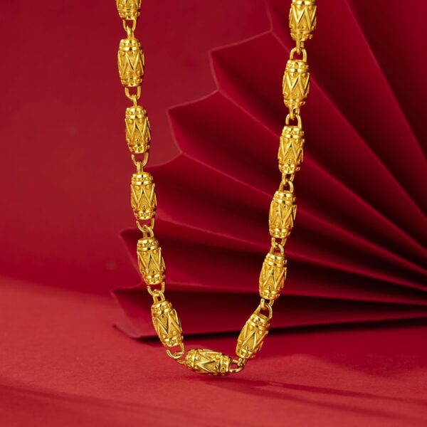 Element Gold-Finish Fashion Jewelry - Mens Olive Bead Necklace 60mm/73mm