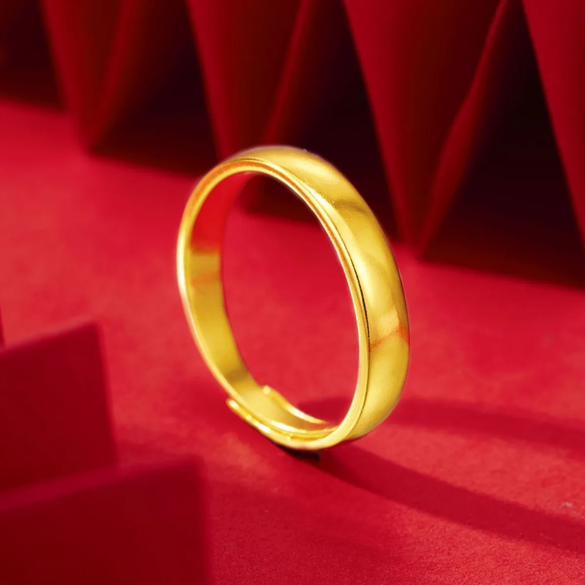 Element Gold-Finish Fashion Jewelry - Adjustable Mens and Womens Imitation Gold Wedding Ring Approximately 2.08g – Image 3