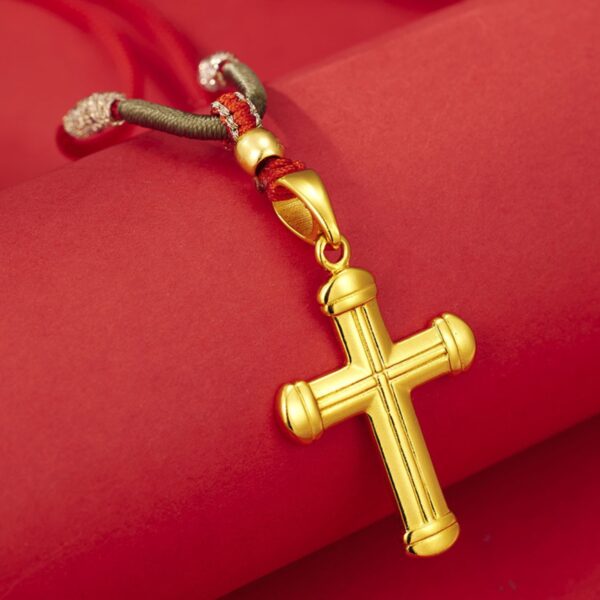 Element Gold-Finish Fashion Jewelry - Religious Rope Twisted Cross Necklace for Men and Women with Imitation Gold Non-fading Pendant