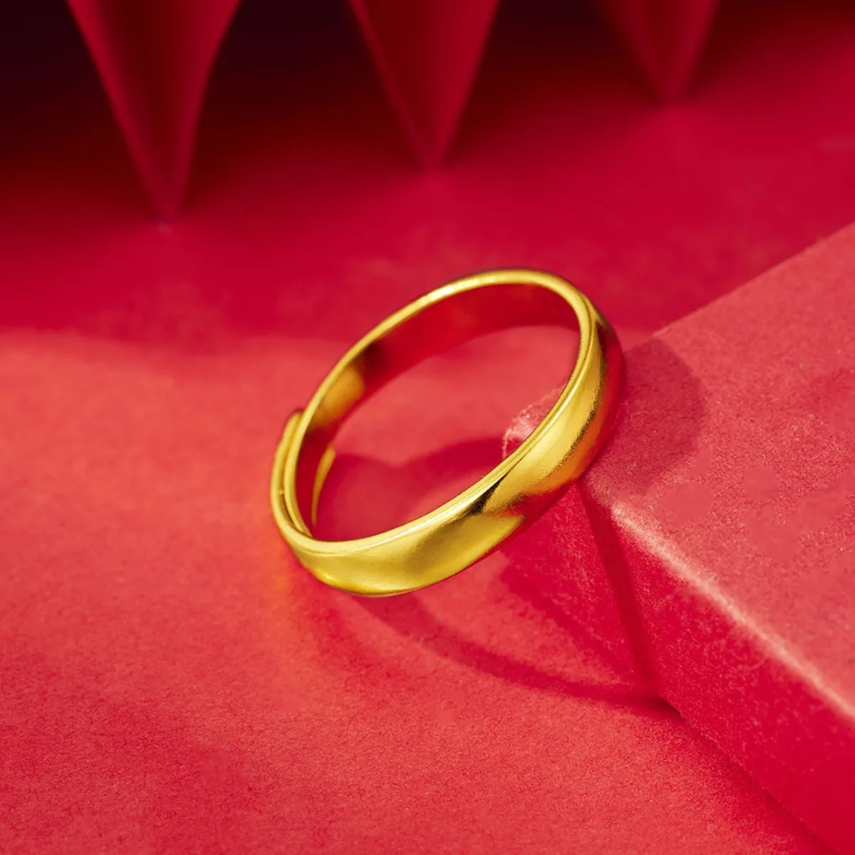 Element Gold-Finish Fashion Jewelry - Adjustable Mens and Womens Imitation Gold Wedding Ring Approximately 2.08g – Image 1