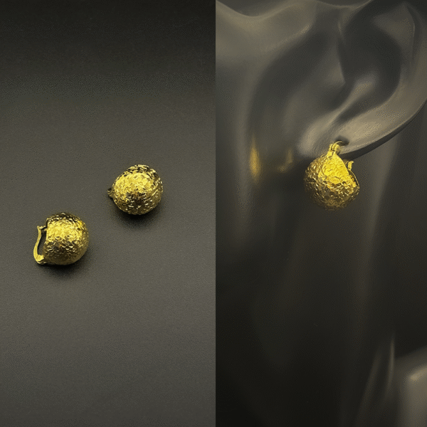 Cellular Crushed Ice Ball Hoop Earrings