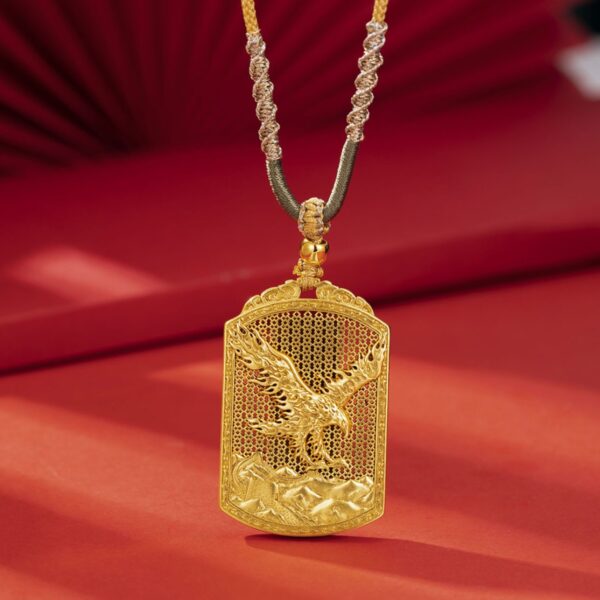 Soaring Eagle Pendant Necklace - Premium Gold Tone Alloy, Hypoallergenic & Fade-Proof